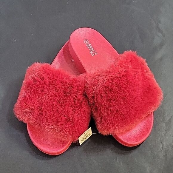 BRAND NEW ROUGE HELUIM FAUX FUR OPEN TOE WOMEN"S SANDAL - Picture 11 of 12